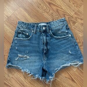 Zara denim distressed shorts 2